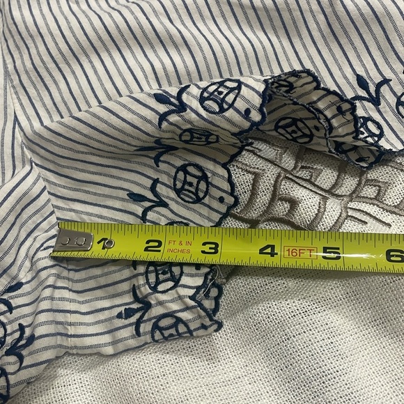 Madewell‎ Sleep Shorts, Jardin Stripe Embroidered Scalloped Hem with Pockets,M - Picture 9 of 11